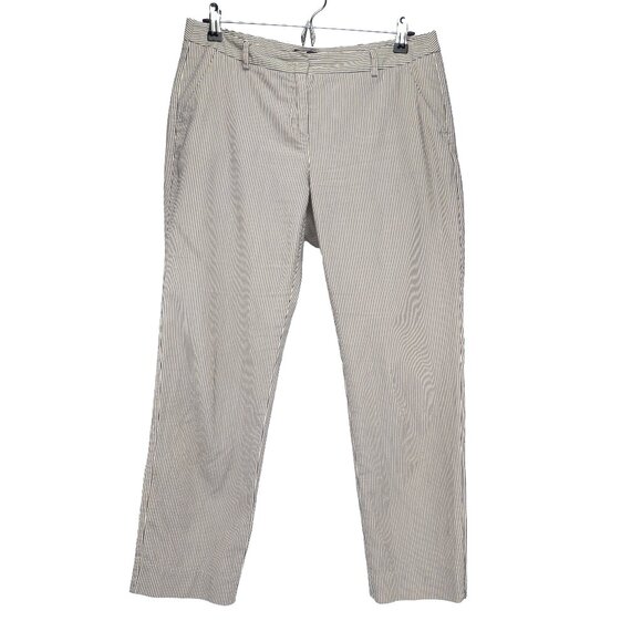 MAXMARA Slim Pinstripes Cigarette Cotton Stretch Sailor chic Navy/Ivory Pants 8 - Picture 3 of 14